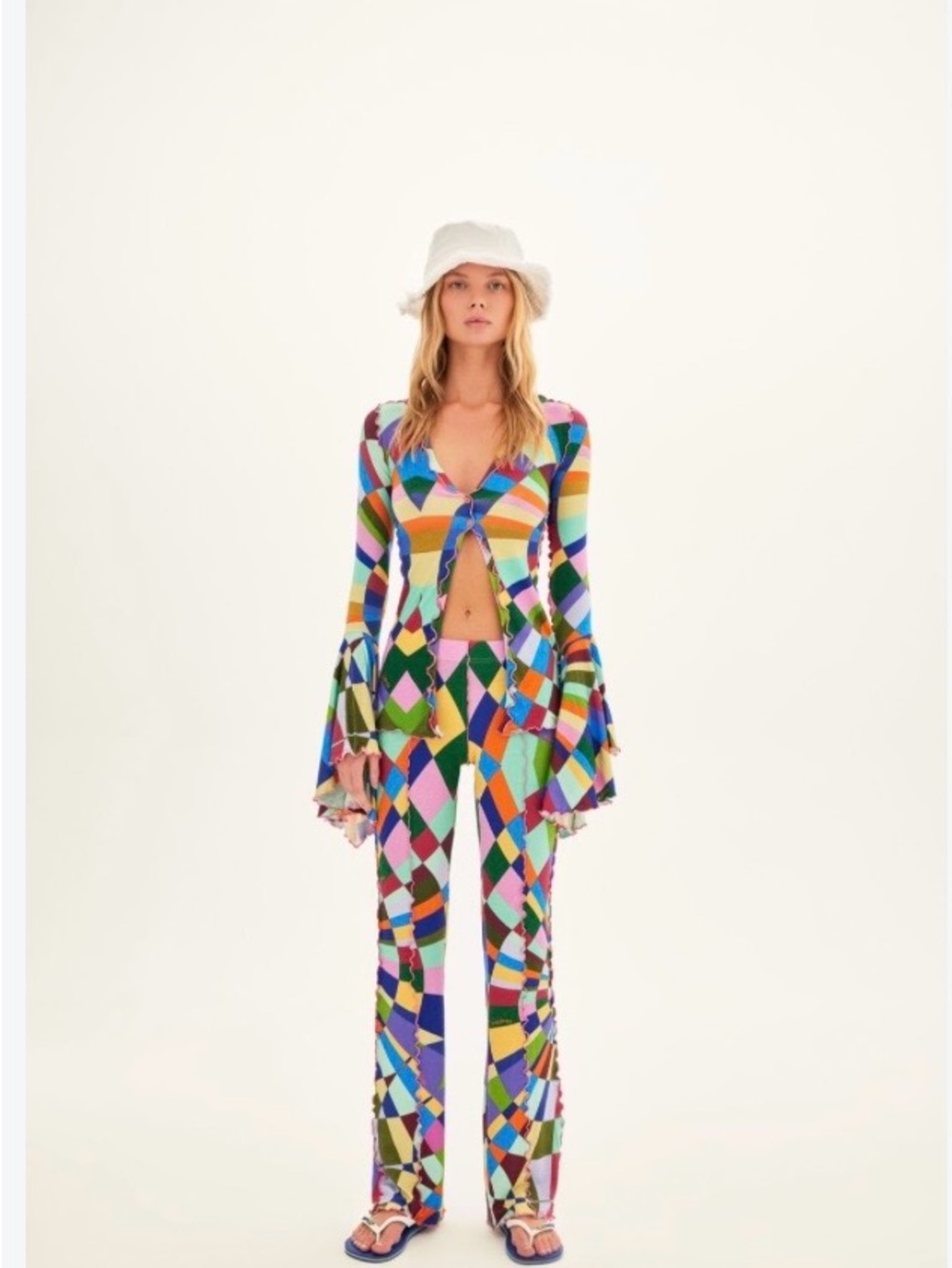Siedres Multicolor Geometric Knit Pants - Women designer luxury